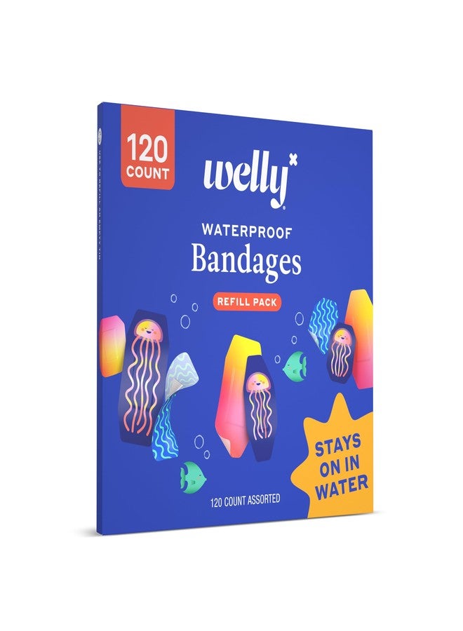 Welly Bandage Waterproof Refill Pack | Adhesive Waterproof Bandages | Assorted Shapes and Patterns for Minor Cuts, Scrapes, and Wounds - 120 Count - Image 4